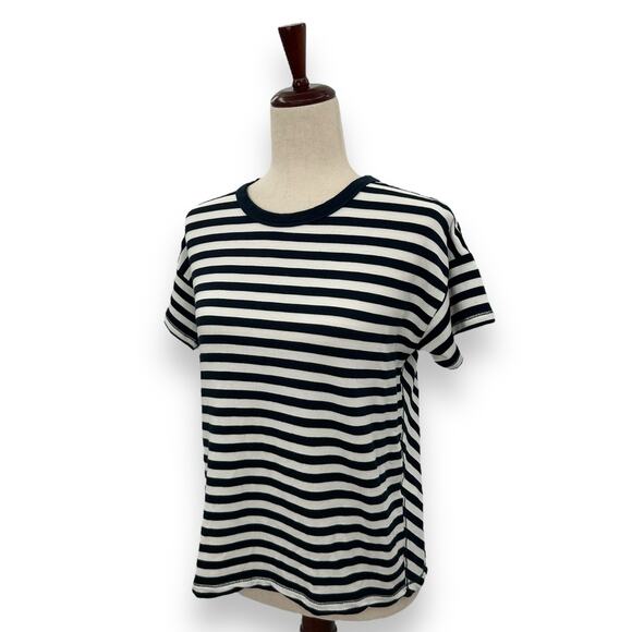 Rag & Bone Blue striped tee XS open back Crewneck navy nautical coastal top - Picture 6 of 15